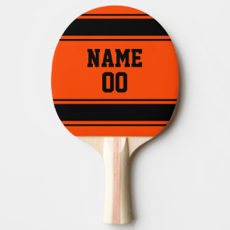 Jersey Style Blue Orange and Black Personalized Ping Pong Paddle