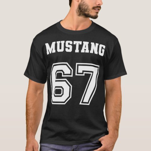 Jersey Style Classic Mustang 67 1967 Horse Airplan T_Shirt