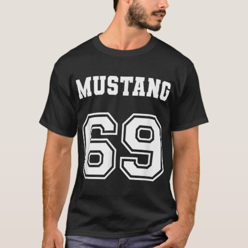 Jersey Style Classic Mustang 69 1969 Horse Airplan T_Shirt