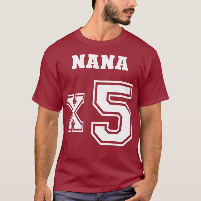 Jersey Style Nana x5 x 5 Grandchildren Proud Mom T-Shirt (Front)
