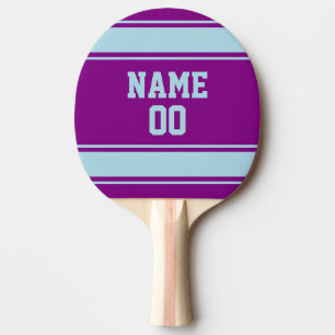 Jersey Style Purple and Light Blue Personalized Ping Pong Paddle