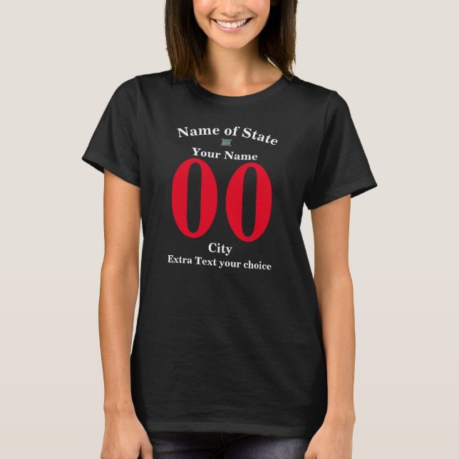 Jersey T Shirt Customizable gift Name State City (Front)