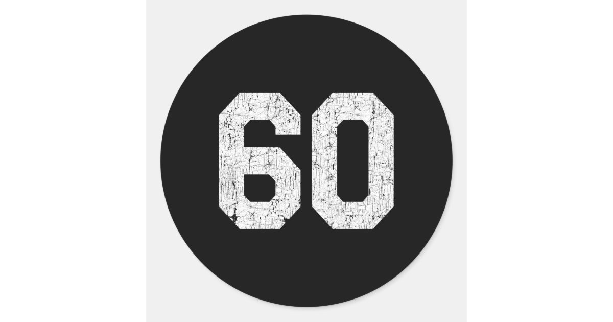 Jersey Uniform Number 60 Athletic Style Sports Classic Round Sticker ...