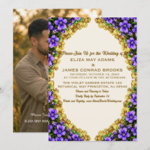Jersey Violet Vertical Photo Wedding Invitation