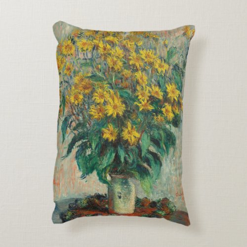 Jerusalem Artichoke Flowers by Claude Monet Accent Pillow