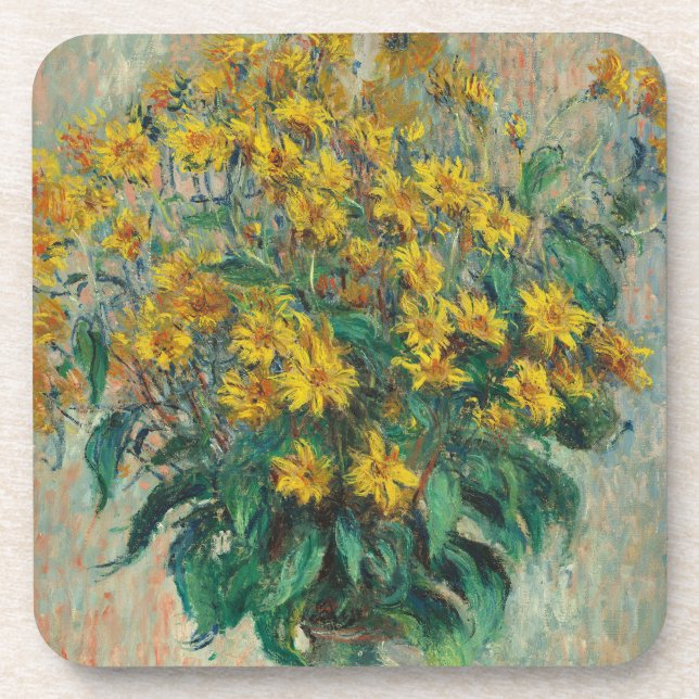 Jerusalem Artichoke Flowers by Claude Monet Beverage Coaster (Front)