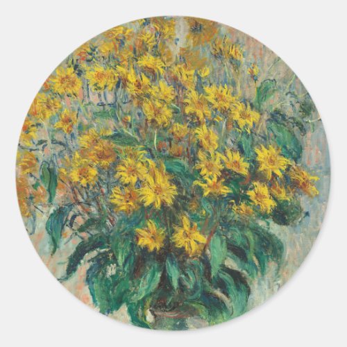 Jerusalem Artichoke Flowers by Claude Monet Classic Round Sticker