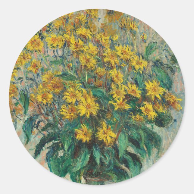 Jerusalem Artichoke Flowers by Claude Monet Classic Round Sticker (Front)