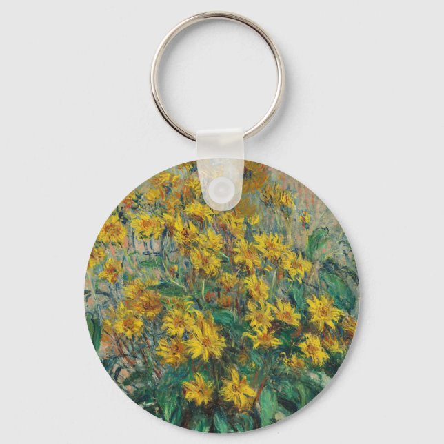Jerusalem Artichoke Flowers by Claude Monet Keychain (Front)
