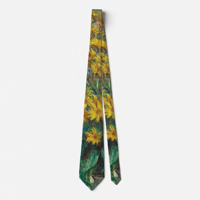Jerusalem Artichoke Flowers by Claude Monet Neck Tie (Front)