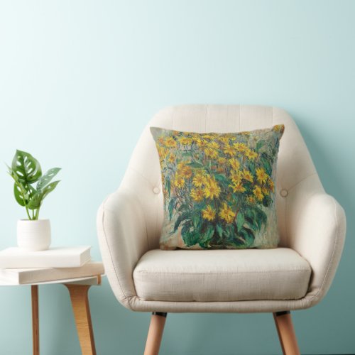 Jerusalem Artichoke Flowers by Claude Monet Throw Pillow