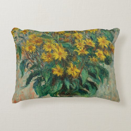 Jerusalem Artichoke Flowers _ Claude Monet Accent Pillow