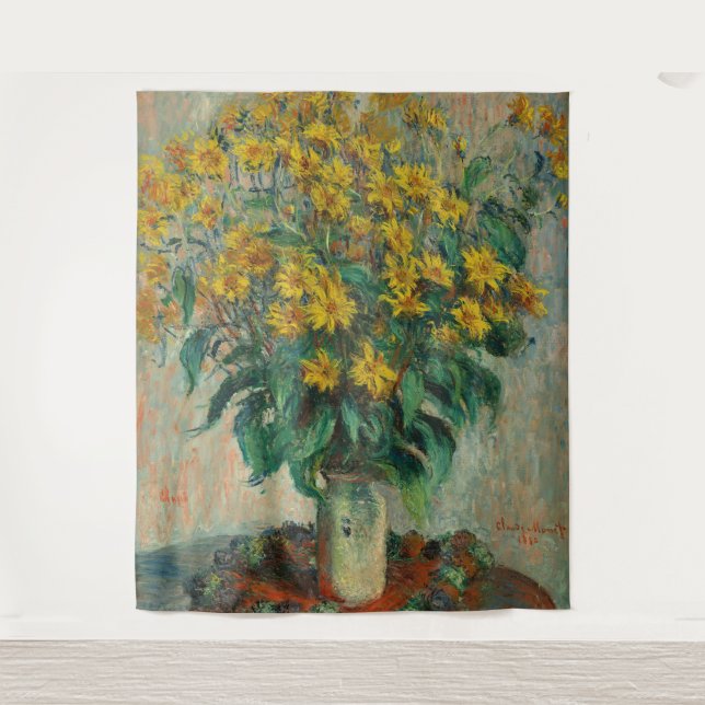 Jerusalem Artichoke Flowers - Claude Monet Tapestry (Front)
