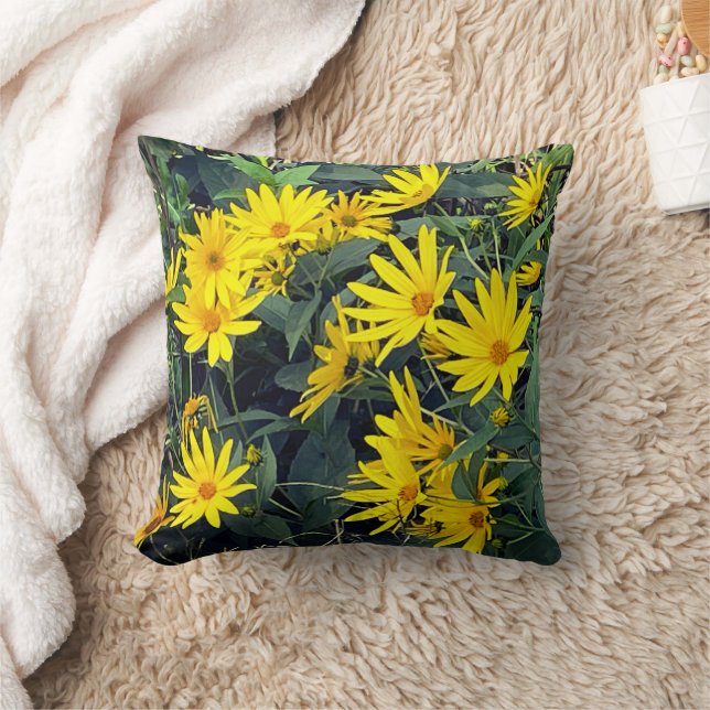 Jerusalem Artichoke Flowers Throw Pillow (Blanket)
