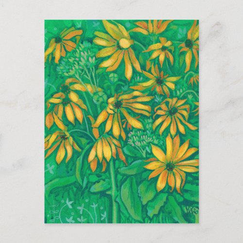 Jerusalem Artichokes Summer Flower Floral Painting Postcard