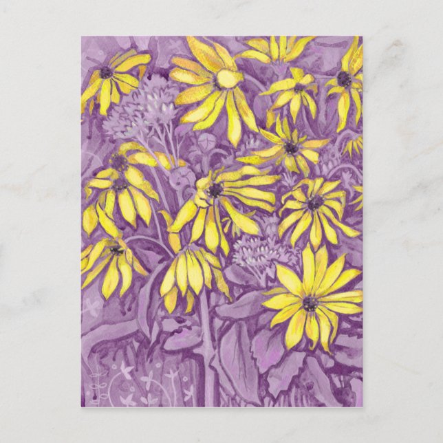 Jerusalem Artichokes Summer Flower Floral Purple Postcard (Front)