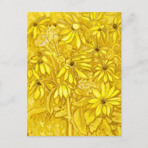Jerusalem Artichokes Summer Flowers Floral Golden Postcard