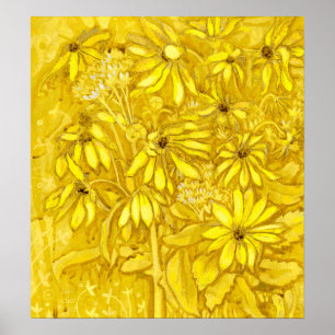 Jerusalem Artichokes Summer Flowers Floral Golden Poster