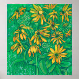 Jerusalem Artichokes Sunflower Floral Painting Art Poster