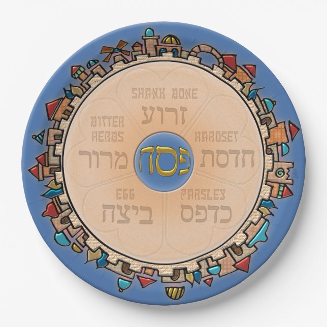 Jerusalem At Last (Seder) Paper Plates (Front)