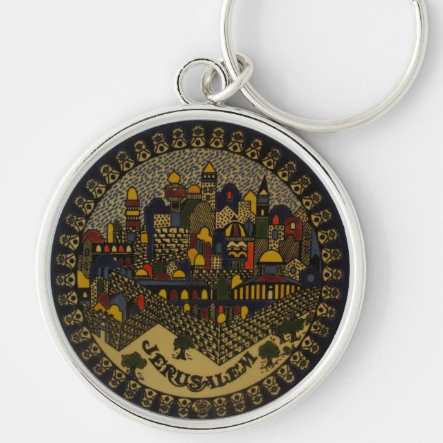 Jerusalem Ceramic Keychain (Front)