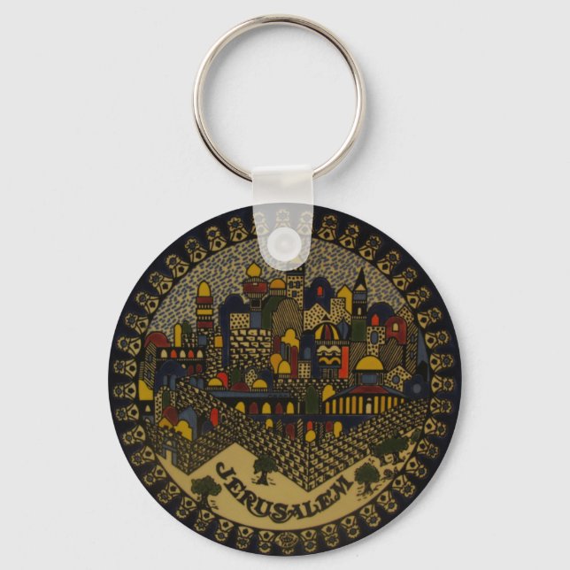Jerusalem Ceramic Keychain (Front)