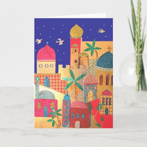 Jerusalem City Colorful Art Card