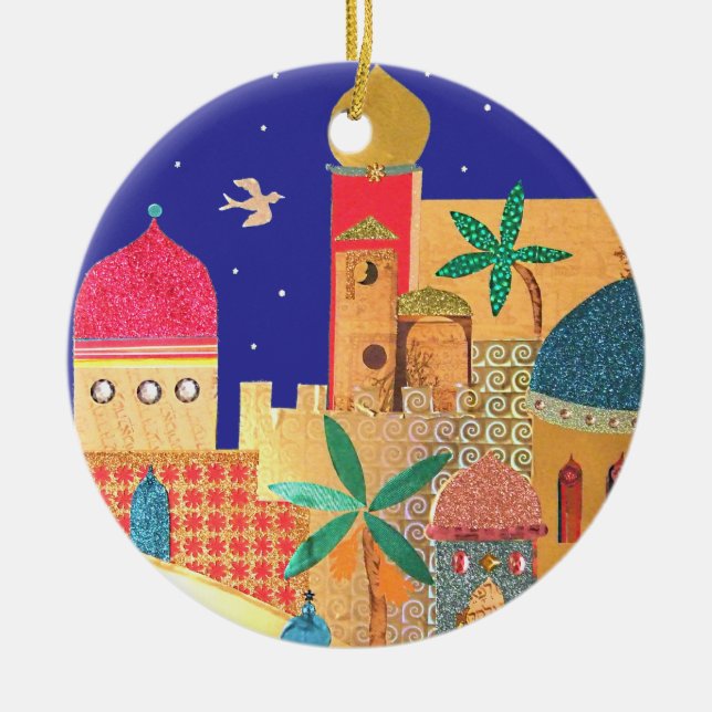Jerusalem City Colorful Art Ceramic Ornament (Front)