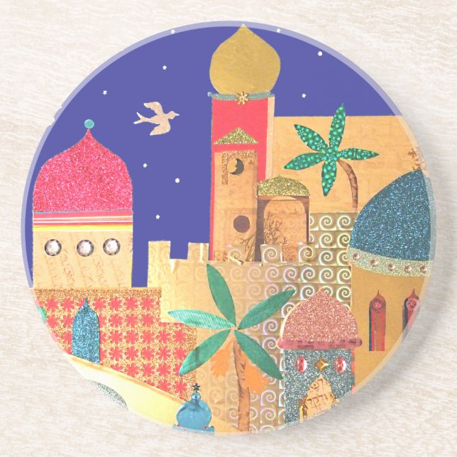 Jerusalem City Colorful Art Coaster (Front)