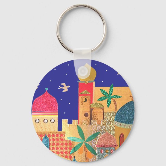 Jerusalem City Colorful Art Keychain (Front)