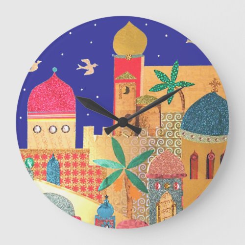 Jerusalem City Colorful Art Large Clock