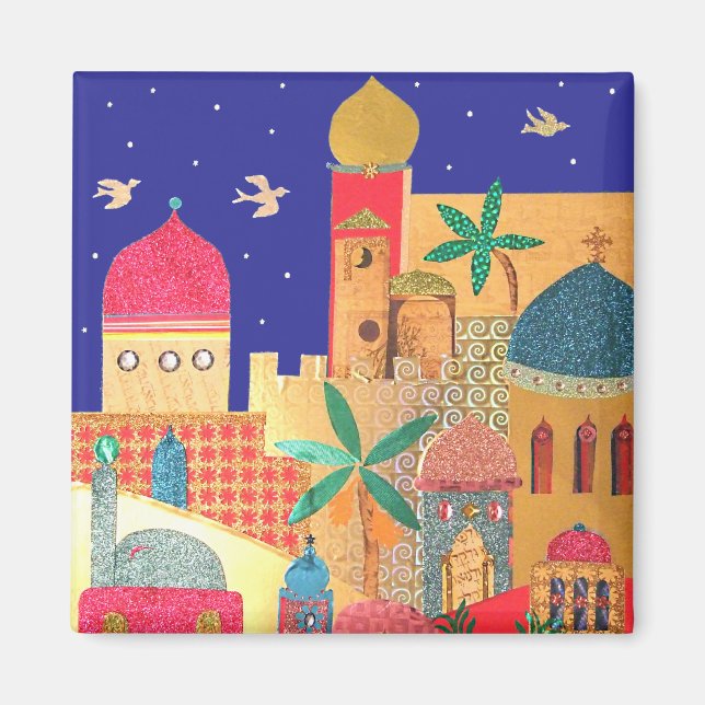 Jerusalem City Colorful Art Magnet (Front)