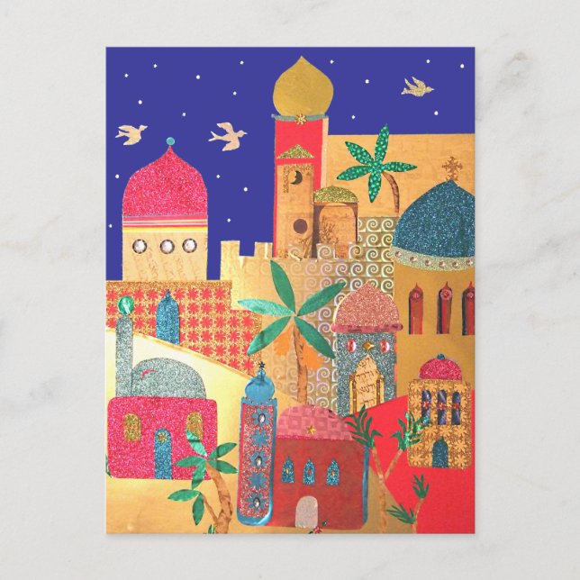 Jerusalem City Colorful Art Postcard (Front)