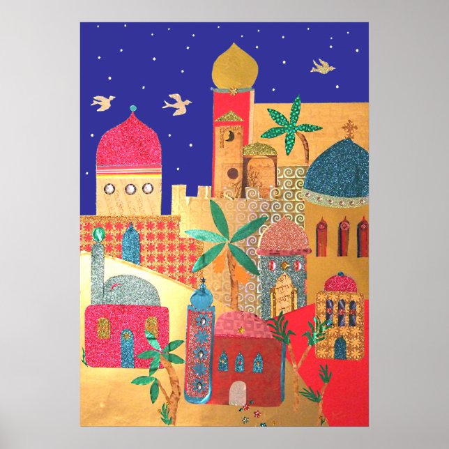 Jerusalem City Colorful Art Poster (Front)