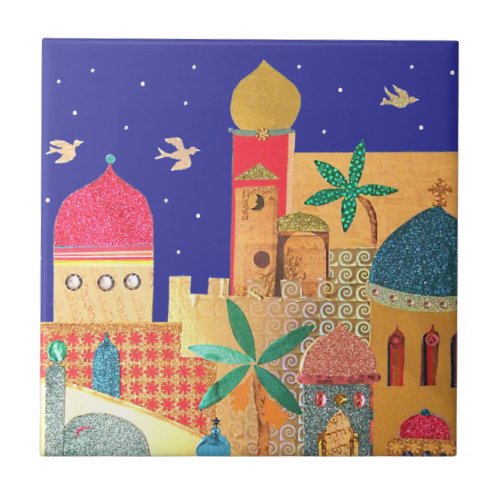 Jerusalem City Colorful Art Tile