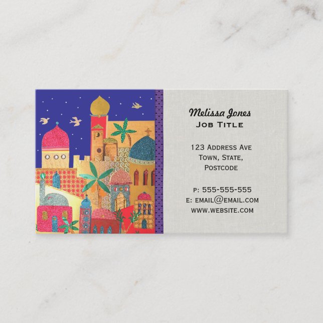 Jerusalem City Colorful Middle Eastern art Business Card (Front)