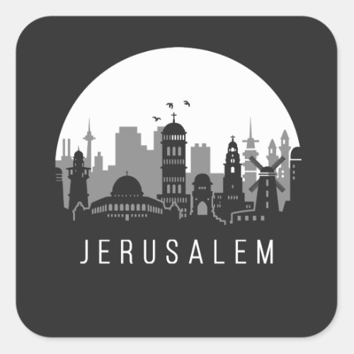 Jerusalem City Skyline Square Sticker