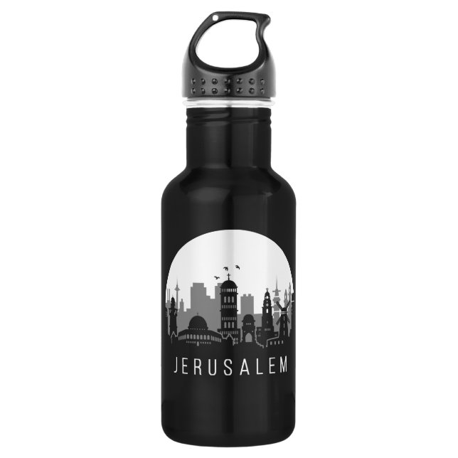 Jerusalem City Skyline Stainless Steel Water Bottle (Front)