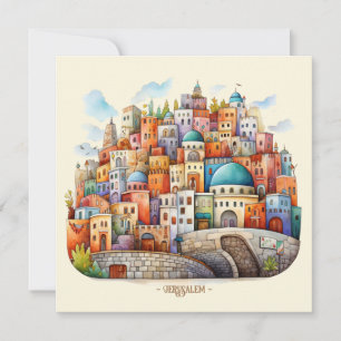 Jerusalem Cityscape Illustration Holiday Card