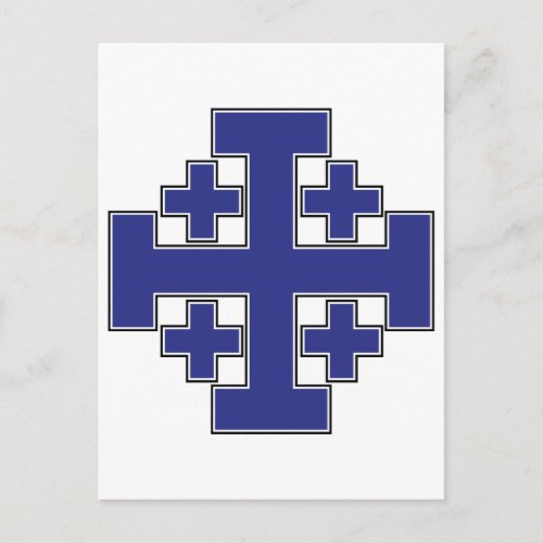 Jerusalem Cross Blue Postcard