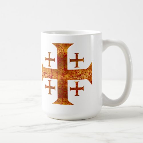 Jerusalem Cross Distressed Coffee Mug