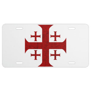 Jerusalem Cross, Distressed License Plate