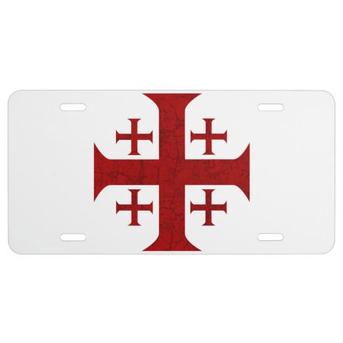 Jerusalem Cross Distressed License Plate