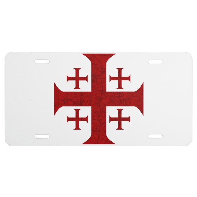 Jerusalem Cross, Distressed License Plate (Front)