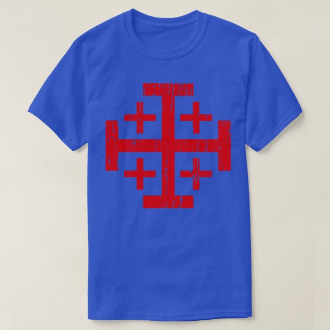 Jerusalem Cross distressed T-Shirt (Design Front)