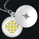 Jerusalem cross locket necklace<br><div class="desc">Jerusalem cross is a heraldic cross and Christian cross variant consisting of a large cross potent surrounded by four smaller Greek crosses,  one in each quadrant. It was used as the emblem and coat of arms of the Kingdom of Jerusalem from the 1280s.</div>