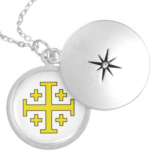 Jerusalem cross locket necklace