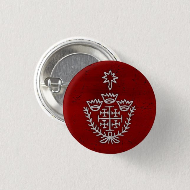 Jerusalem Cross pilgrimage tattoo stamp red Button (Front & Back)