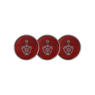 Jerusalem Cross pilgrimage tattoo stamp red Golf Ball Marker