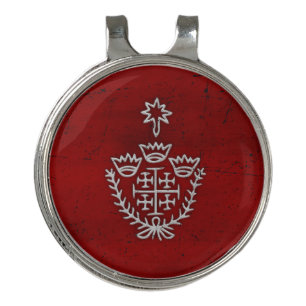 Jerusalem Cross pilgrimage tattoo stamp red Golf Hat Clip
